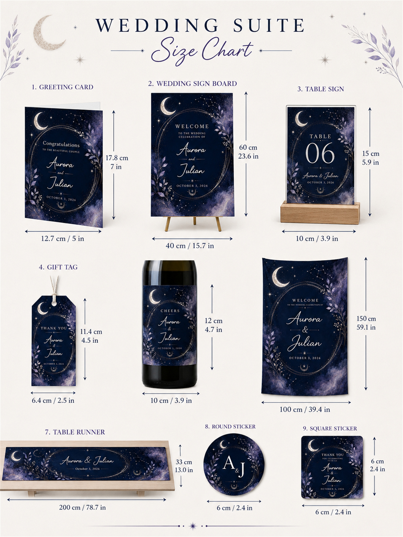 Starry Sky Wedding Decoration - Starry Sky Theme Set - Custom Name and Date